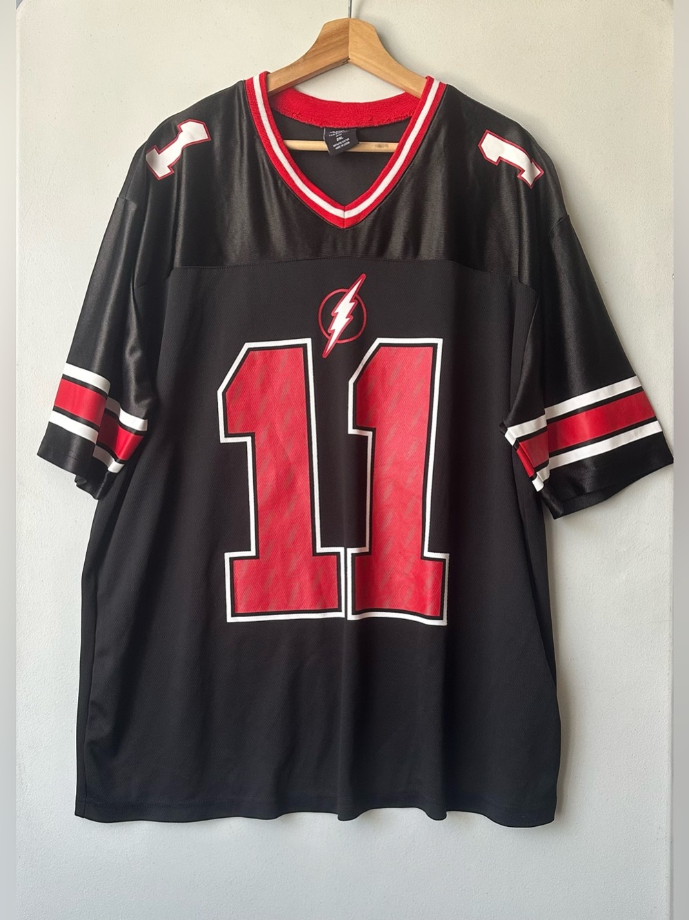 DC Comics Black and Red #11 Football Jersey. The Flash